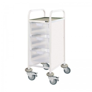 Sunflower Medical Vista 30 Narrow Clinical Procedure Trolley with Three Double-Depth Clear Trays